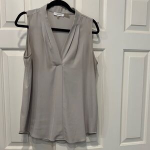 Calvin Klein Light Gray V-Neck Blouse